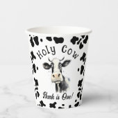 Heilige Koe 1e Verjaardag Waterverf Papieren Bekers (Voorkant)