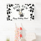 Heilige Koe 1e Verjaardag Waterverf Spandoek (Insitu)