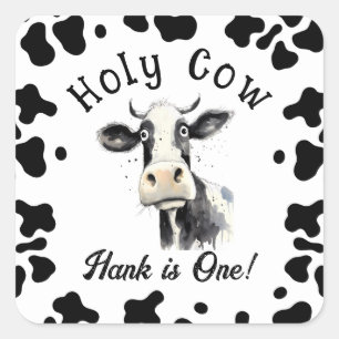 Heilige Koe 1e Verjaardag Waterverf Vierkante Sticker