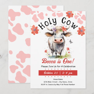 Heilige Koe 1e Verjaardags Meisje Kaart