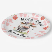 Heilige Koe 1e Verjaardags Meisje Papieren Bordje (Gekanteld)