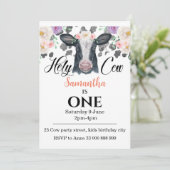 Heilige Koe 1e Verjaardagsuitnodiging Kaart (Staand voorkant)