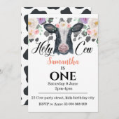 Heilige Koe 1e Verjaardagsuitnodiging Kaart (Voorkant / Achterkant)