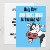 Heilige Koe 40ste verjaardag Grappige Cartoon Uitn Kaart (Voorkant / Achterkant)