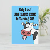 Heilige Koe 45ste verjaardag Grappige Cartoon Uitn Kaart (Staand voorkant)