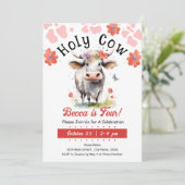 Heilige Koe 4e Verjaardag Meisje Uitnodiging (Staand voorkant)