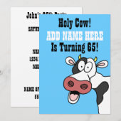 Heilige Koe 65ste verjaardag Grappige Cartoon Uitn Kaart (Voorkant / Achterkant)