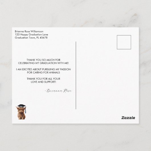 Heilige Koe! Afstuderen Dank u Post Kaart (Achterkant)