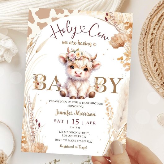 Heilige Koe Baby shower Boho Genderneutraal Kaart
