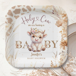 Heilige Koe Baby shower Boho Genderneutraal Papieren Bordje