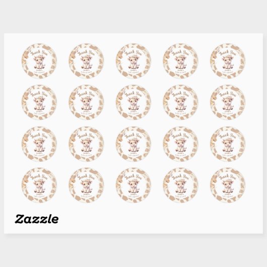 Heilige Koe Baby shower Boho Genderneutraal Ronde Sticker (Vel)