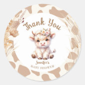 Heilige Koe Baby shower Boho Genderneutraal Ronde Sticker (Voorkant)