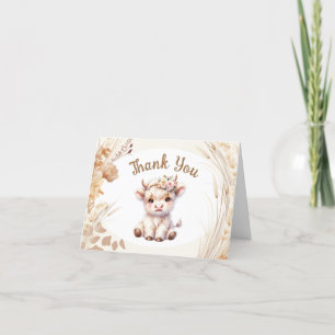 Heilige Koe Baby shower Boho gevouwen bedankkaart