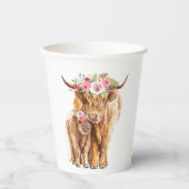 Heilige Koe Baby shower Boho Highland Kalf Papieren Bekers (Voorkant)