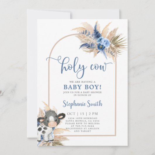 Heilige Koe Baby shower Boy-uitnodiging Kaart (Voorkant)