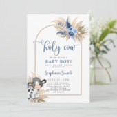 Heilige Koe Baby shower Boy-uitnodiging Kaart (Staand voorkant)