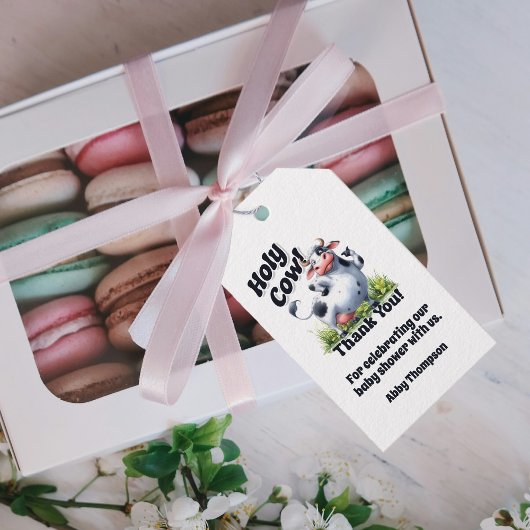 Heilige Koe Baby shower dank u Cadeaulabel