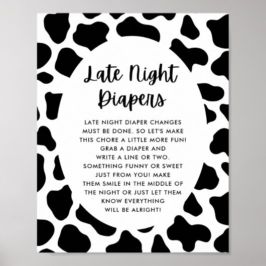 Heilige Koe Baby shower Late Night Luiers Teken Poster (Voorkant)