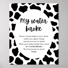Heilige Koe Baby shower Mijn waterbroke-Spelbord Poster