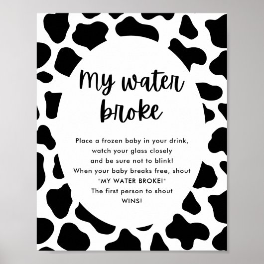 Heilige Koe Baby shower Mijn waterbroke-Spelbord Poster (Voorkant)