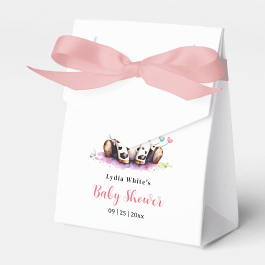 Heilige Koe Baby shower, minimalistisch meisje bab Bedankdoosjes (Voorkant Zijde)