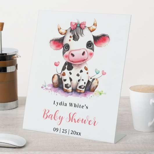 Heilige Koe Baby shower Minimalistisch meisje baby Reclamebord Met Voetstuk (Insitu)