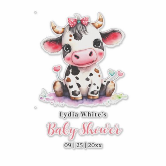 Heilige Koe Baby shower Minimalistisch meisje baby Sticker (Voorkant)