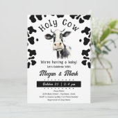 Heilige Koe Baby shower Waterverf Uitnodiging (Staand voorkant)