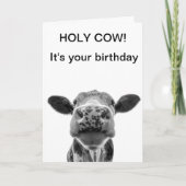 Heilige Koe Birthday Black Witte Koe Kaart (Voorkant)