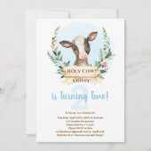 Heilige Koe Birthday Boy-uitnodiging Kaart (Voorkant)