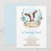 Heilige Koe Birthday Boy-uitnodiging Kaart (Voorkant / Achterkant)