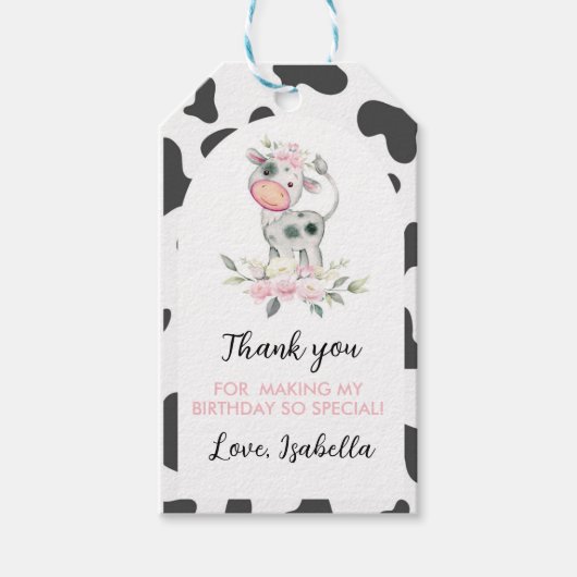 Heilige Koe Birthday Dank u Label Cadeaulabel (Voorkant)