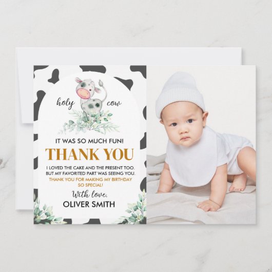 Heilige Koe Birthday Foto bedankt (Voorkant)