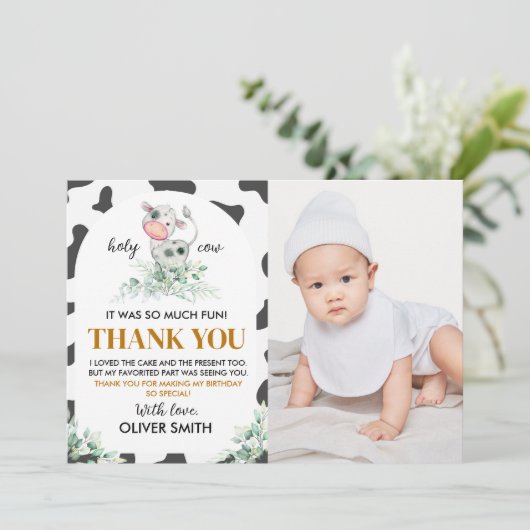 Heilige Koe Birthday Foto bedankt (Staand voorkant)