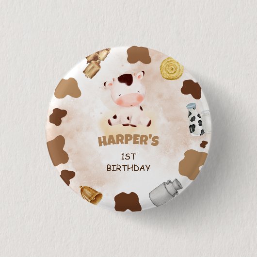 Heilige Koe Birthday Partij Ronde Button 3,2 Cm (Voorkant)