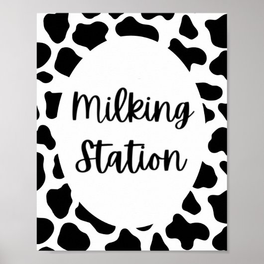 Heilige Koe Birthday Party Milking Station Sign Poster (Voorkant)