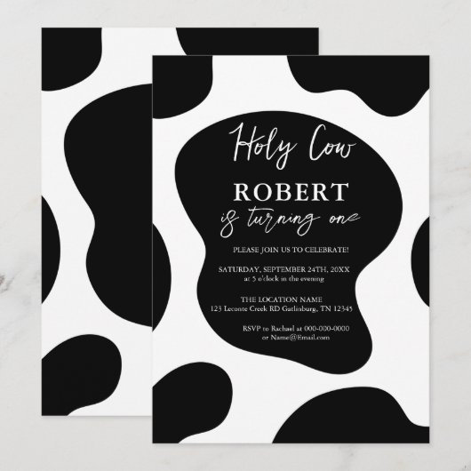 Heilige Koe Birthday Uitnodiging (Voorkant / Achterkant)