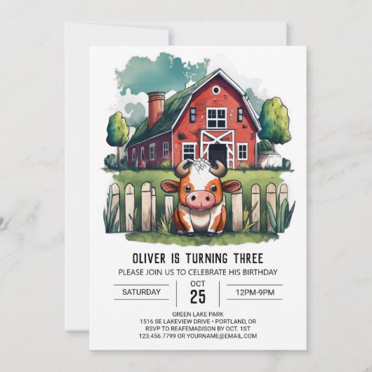 Heilige Koe Birthday Uitnodiging (Voorkant)