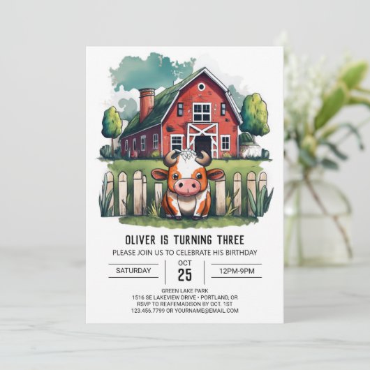 Heilige Koe Birthday Uitnodiging (Staand voorkant)