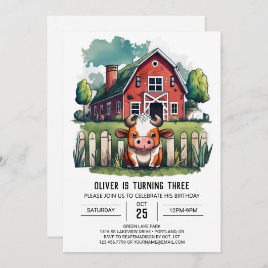 Heilige Koe Birthday Uitnodiging (Voorkant / Achterkant)