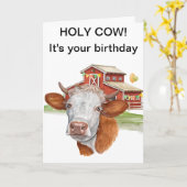 Heilige Koe Birthday Waterverf Boerderij Barn Kaart (Gele Bloem)