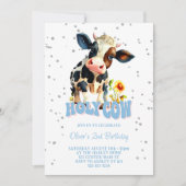 Heilige Koe Blauw 2e Verjaardag Kaart (Voorkant)