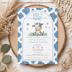 Heilige Koe Blauwe Aquarel Koe Print Baby Shower Kaart