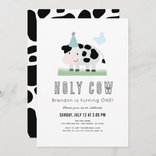 Heilige Koe Blauwe Partij Pet Boterfly Jongen 1 ve Kaart (Voorkant / Achterkant)