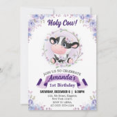 Heilige Koe Bloemen 1ste Verjaardagsfeest Kaart (Voorkant)