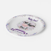 Heilige Koe Bloemen 1ste Verjaardagsfeest Papieren Bordje (Gekanteld)