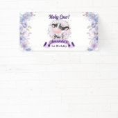 Heilige Koe Bloemen 1ste Verjaardagsfeest Spandoek (Insitu)