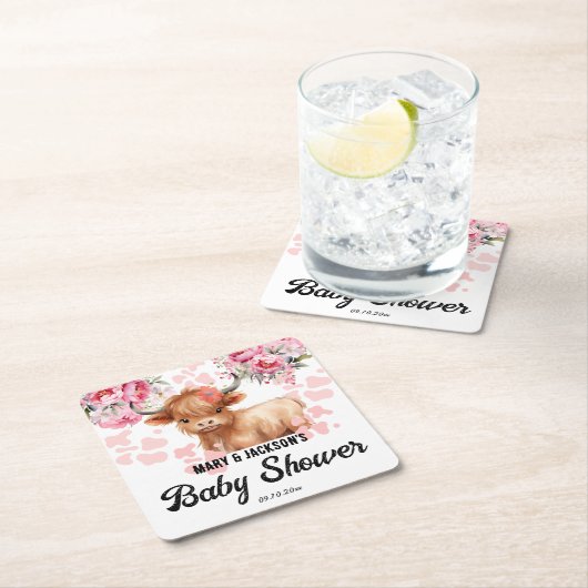 Heilige Koe Bloemen Baby shower Kartonnen Onderzetters (Insitu)