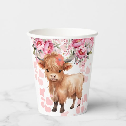 Heilige Koe Bloemen Baby shower Papieren Bekers (Voorkant)