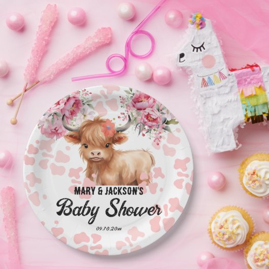 Heilige Koe Bloemen Baby shower Papieren Bordje (Feest)